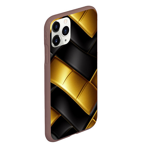 Чехол iPhone 11 Pro матовый Gold black luxury / 3D-Коричневый – фото 2