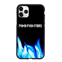 Чехол iPhone 11 Pro матовый Foo Fighters blue fire, цвет: 3D-черный