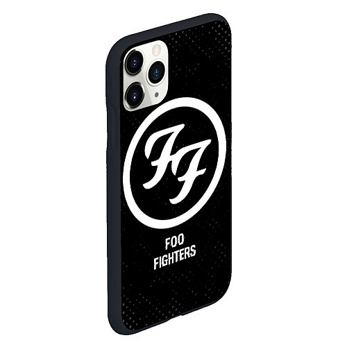 Чехол iPhone 11 Pro матовый Foo Fighters glitch на темном фоне / 3D-Черный – фото 2