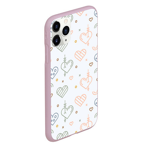 Чехол iPhone 11 Pro матовый Lovely hearts / 3D-Розовый – фото 2