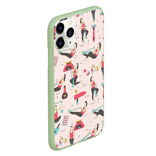 Чехол iPhone 11 Pro матовый Sport woman / 3D-Салатовый – фото 2