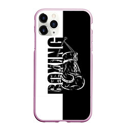 Чехол iPhone 11 Pro матовый Boxing чёрно-белое, цвет: 3D-розовый