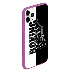 Чехол iPhone 11 Pro матовый Boxing чёрно-белое, цвет: 3D-фиолетовый — фото 2