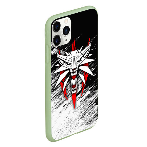 Чехол iPhone 11 Pro матовый The witcher - школа белого волка / 3D-Салатовый – фото 2