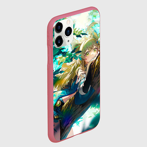 Чехол iPhone 11 Pro матовый Геншин Импакт: Кирара / 3D-Малиновый – фото 2