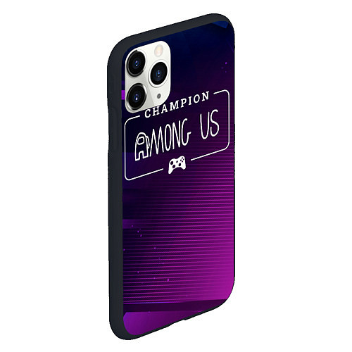 Чехол iPhone 11 Pro матовый Among Us gaming champion: рамка с лого и джойстико / 3D-Черный – фото 2