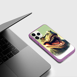 Чехол iPhone 11 Pro матовый Острые зубы тиранозавра Рекса, цвет: 3D-фиолетовый — фото 2