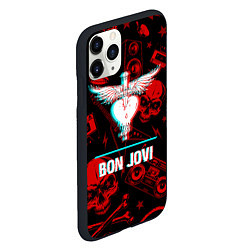 Чехол iPhone 11 Pro матовый Bon Jovi rock glitch, цвет: 3D-черный — фото 2