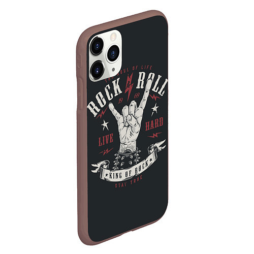 Чехол iPhone 11 Pro матовый Rock and roll - жест козы / 3D-Коричневый – фото 2