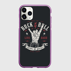 Чехол iPhone 11 Pro матовый Rock and roll - жест козы, цвет: 3D-фиолетовый