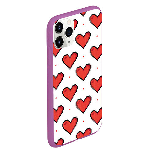 Чехол iPhone 11 Pro матовый Pixel heart / 3D-Фиолетовый – фото 2