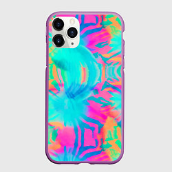 Чехол iPhone 11 Pro матовый Кислотный тай-дай: паттерн, цвет: 3D-фиолетовый