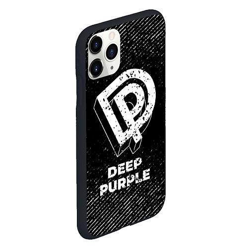 Чехол iPhone 11 Pro матовый Deep Purple с потертостями на темном фоне / 3D-Черный – фото 2