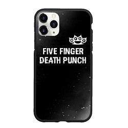 Чехол iPhone 11 Pro матовый Five Finger Death Punch glitch на темном фоне: сим, цвет: 3D-черный