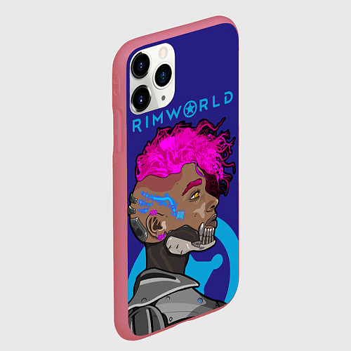 Чехол iPhone 11 Pro матовый RimWorld персонаж / 3D-Малиновый – фото 2