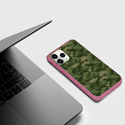 Чехол iPhone 11 Pro матовый Камуфляж из динозавров, цвет: 3D-малиновый — фото 2