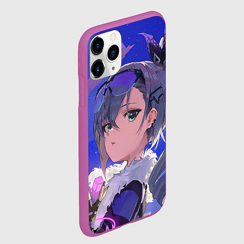 Чехол iPhone 11 Pro матовый Хонкай Стар Рейл: Серебряный Волк / 3D-Фиолетовый – фото 2