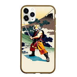 Чехол iPhone 11 Pro матовый Tiger samurai - Japan - neural network