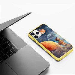 Чехол iPhone 11 Pro матовый Инопланетный пейзаж: арт нейросети, цвет: 3D-желтый — фото 2