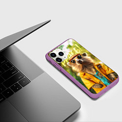 Чехол iPhone 11 Pro матовый Peace - хиппи квокка короткохвостый кенгуру, цвет: 3D-фиолетовый — фото 2