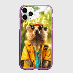 Чехол iPhone 11 Pro матовый Peace - хиппи квокка короткохвостый кенгуру, цвет: 3D-фиолетовый