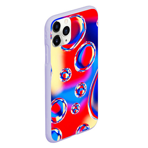 Чехол iPhone 11 Pro матовый Объемные цветные пузыри / 3D-Светло-сиреневый – фото 2