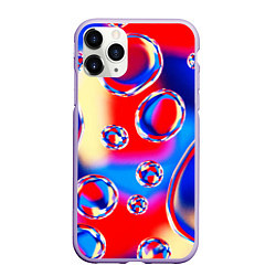 Чехол iPhone 11 Pro матовый Объемные цветные пузыри, цвет: 3D-светло-сиреневый