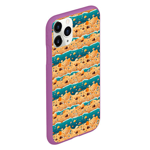Чехол iPhone 11 Pro матовый Пляж паттерн / 3D-Фиолетовый – фото 2