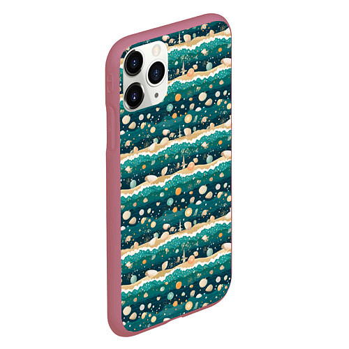Чехол iPhone 11 Pro матовый Море и ракушки / 3D-Малиновый – фото 2