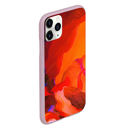 Чехол iPhone 11 Pro матовый Красно-оранжевый камень / 3D-Розовый – фото 2