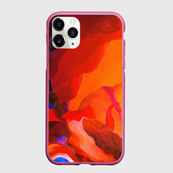 Чехол iPhone 11 Pro матовый Красно-оранжевый камень, цвет: 3D-малиновый