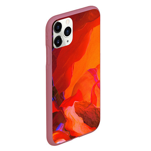 Чехол iPhone 11 Pro матовый Красно-оранжевый камень / 3D-Малиновый – фото 2