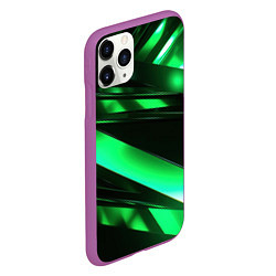 Чехол iPhone 11 Pro матовый Зеленая неоновая абстракция, цвет: 3D-фиолетовый — фото 2