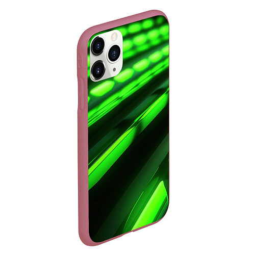 Чехол iPhone 11 Pro матовый Green neon abstract / 3D-Малиновый – фото 2