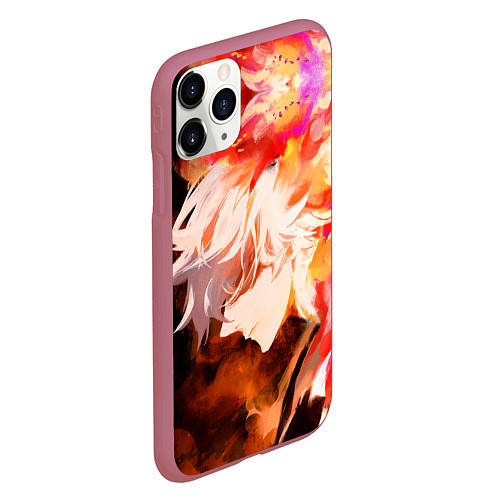 Чехол iPhone 11 Pro матовый Габимару в цветном огне / 3D-Малиновый – фото 2