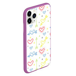 Чехол iPhone 11 Pro матовый Color hearts, цвет: 3D-фиолетовый — фото 2