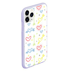 Чехол iPhone 11 Pro матовый Color hearts, цвет: 3D-светло-сиреневый — фото 2