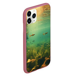 Чехол iPhone 11 Pro матовый Рыбки в море, цвет: 3D-малиновый — фото 2