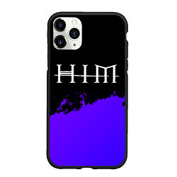 Чехол iPhone 11 Pro матовый HIM purple grunge, цвет: 3D-черный