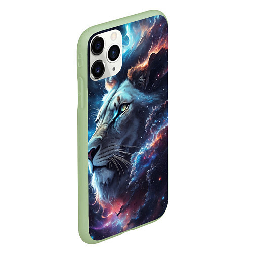Чехол iPhone 11 Pro матовый Galactic lion / 3D-Салатовый – фото 2