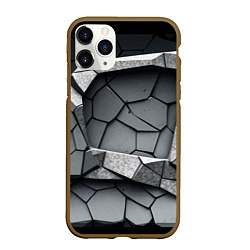 Чехол iPhone 11 Pro матовый Каменная конструкция паттерн, цвет: 3D-коричневый
