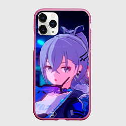 Чехол iPhone 11 Pro матовый Хонкай Стар Рейл: Серебряный Волк, цвет: 3D-малиновый