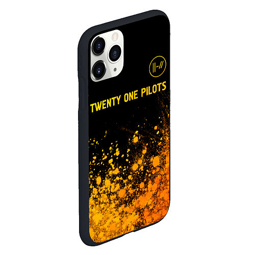 Чехол iPhone 11 Pro матовый Twenty One Pilots - gold gradient: символ сверху / 3D-Черный – фото 2