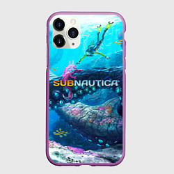 Чехол iPhone 11 Pro матовый Подводный мир сабнавтики, цвет: 3D-фиолетовый