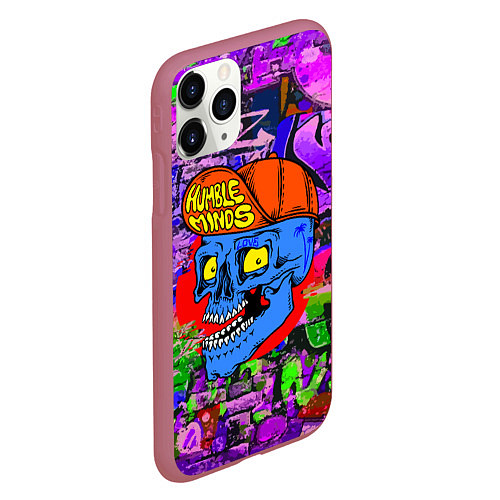 Чехол iPhone 11 Pro матовый Humble minds - skull - graffiti / 3D-Малиновый – фото 2