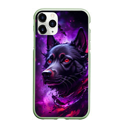 Чехол iPhone 11 Pro матовый Собака космос, цвет: 3D-салатовый