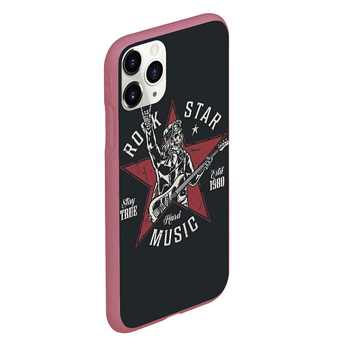 Чехол iPhone 11 Pro матовый Rockstar music / 3D-Малиновый – фото 2