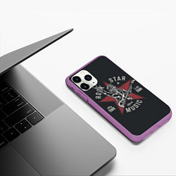 Чехол iPhone 11 Pro матовый Rockstar music, цвет: 3D-фиолетовый — фото 2