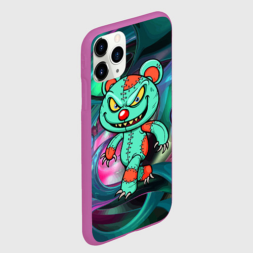 Чехол iPhone 11 Pro матовый Кровожадный мишутка-вуду / 3D-Фиолетовый – фото 2