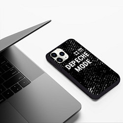 Чехол iPhone 11 Pro матовый Depeche Mode glitch на темном фоне: символ сверху, цвет: 3D-черный — фото 2